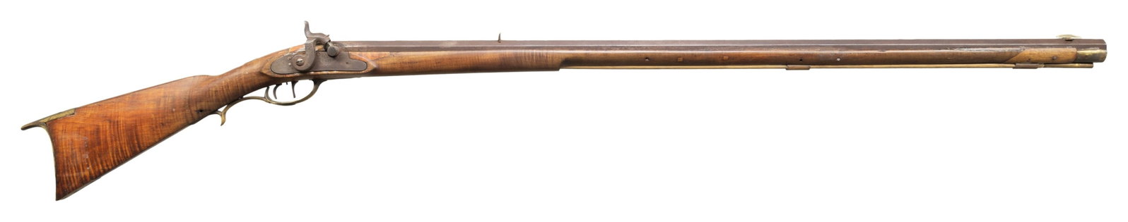 UNSIGNED FULL STOCK PERCUSSION RIFLE. (1 of 4)