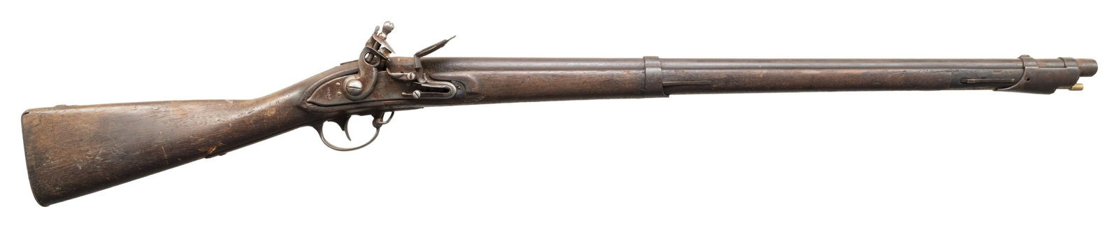ASSEMBLED FLINTLOCK FOWLER.: Cal. 72. NSN. Rnd. bbl. cut down to 3.75" w/ remnants of filled in Belgian style percussion bolster with cut touch hole on side. John Miles 1816 contract lock with mix of original & replacement parts.
