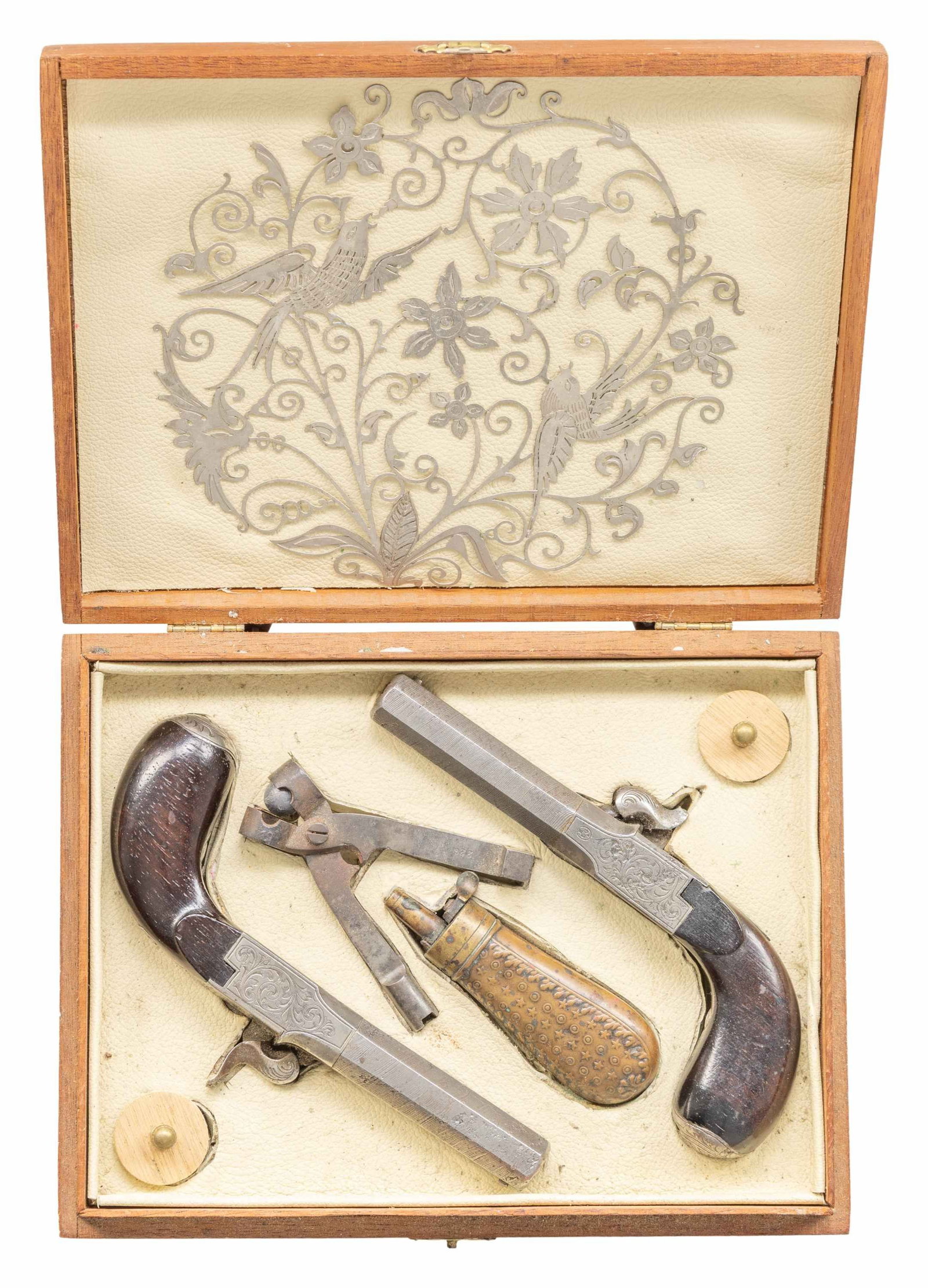PR OF BELGIAN SINGLE SHOT PERCUSSION PISTOLS IN A (1 of 3)