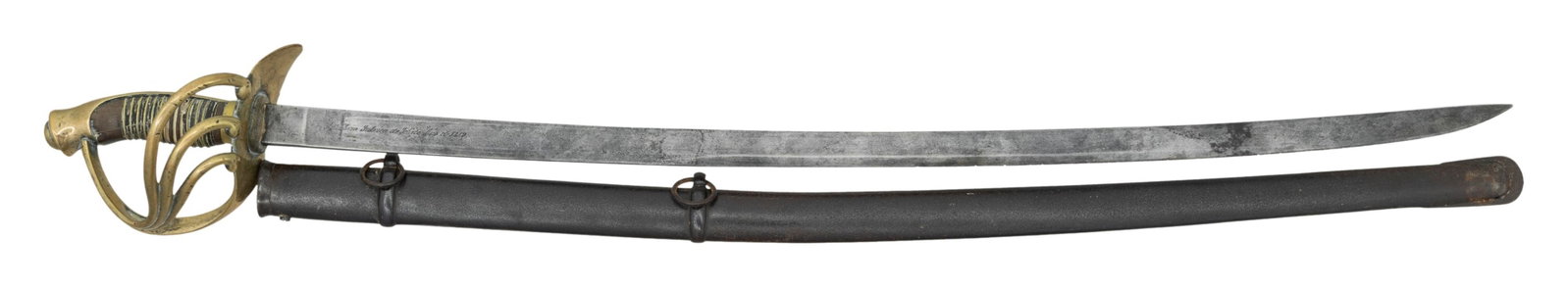 SPANISH TOLEDO CAVALRY SABER WITH SCABBARD. (1 of 2)