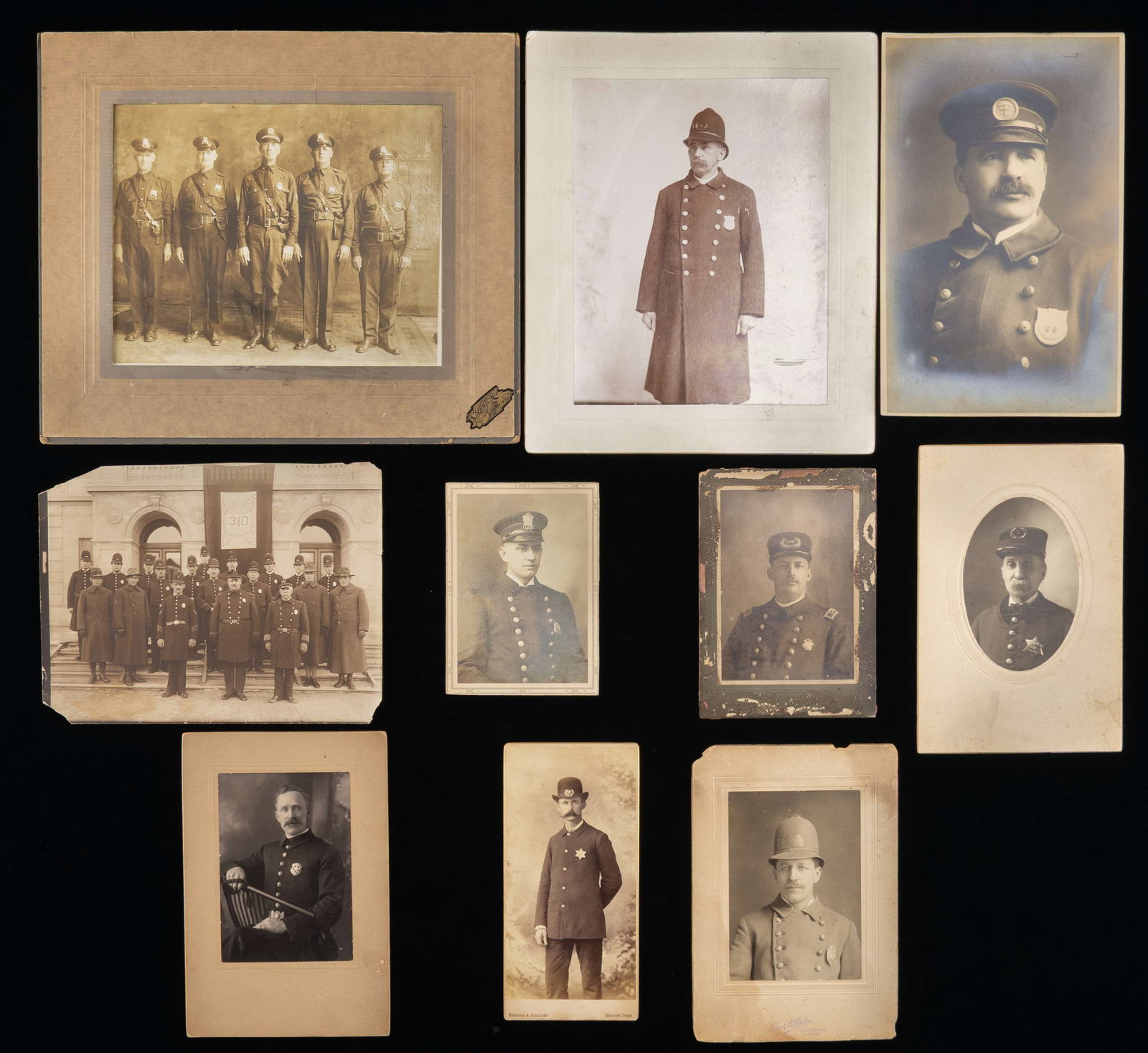 GROUP OF 10 EARLY POLICEMAN PHOTOS. (1 of 2)