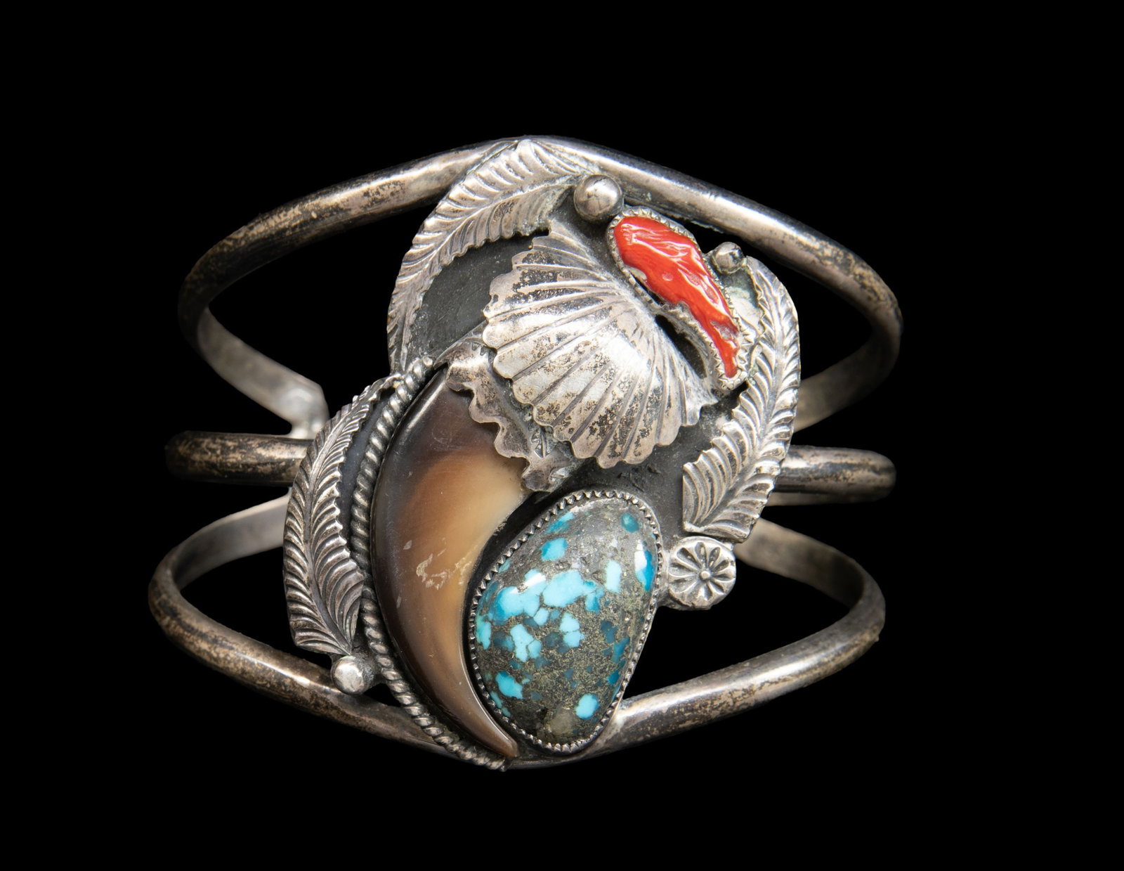 "JAMES TOADLENA" SIGNED NAVAJO SILVER TURQUOISE & (1 of 2)