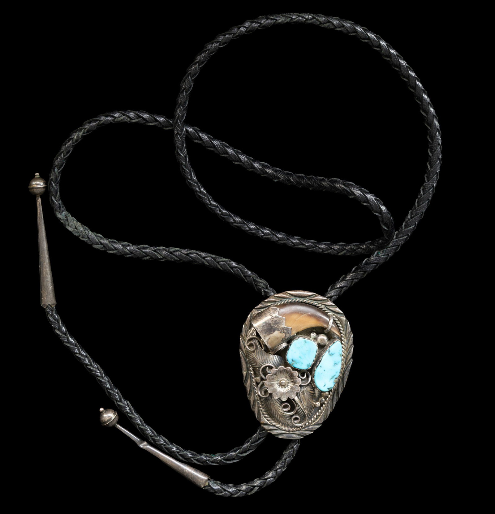 STERLING "SPENCER" SIGNED NAVAJO TURQUOISE & CLAW (1 of 3)
