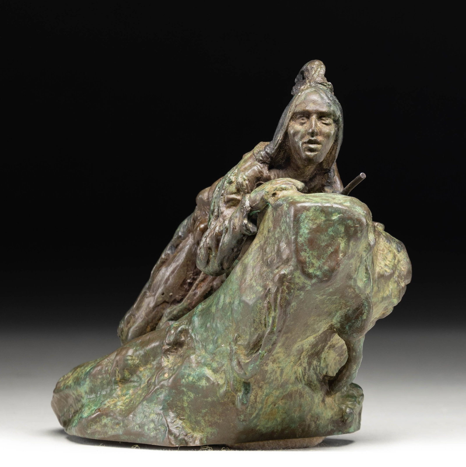 BRONZE "INDIAN SCOUT" BY CARL KAUBA. (1 of 7)