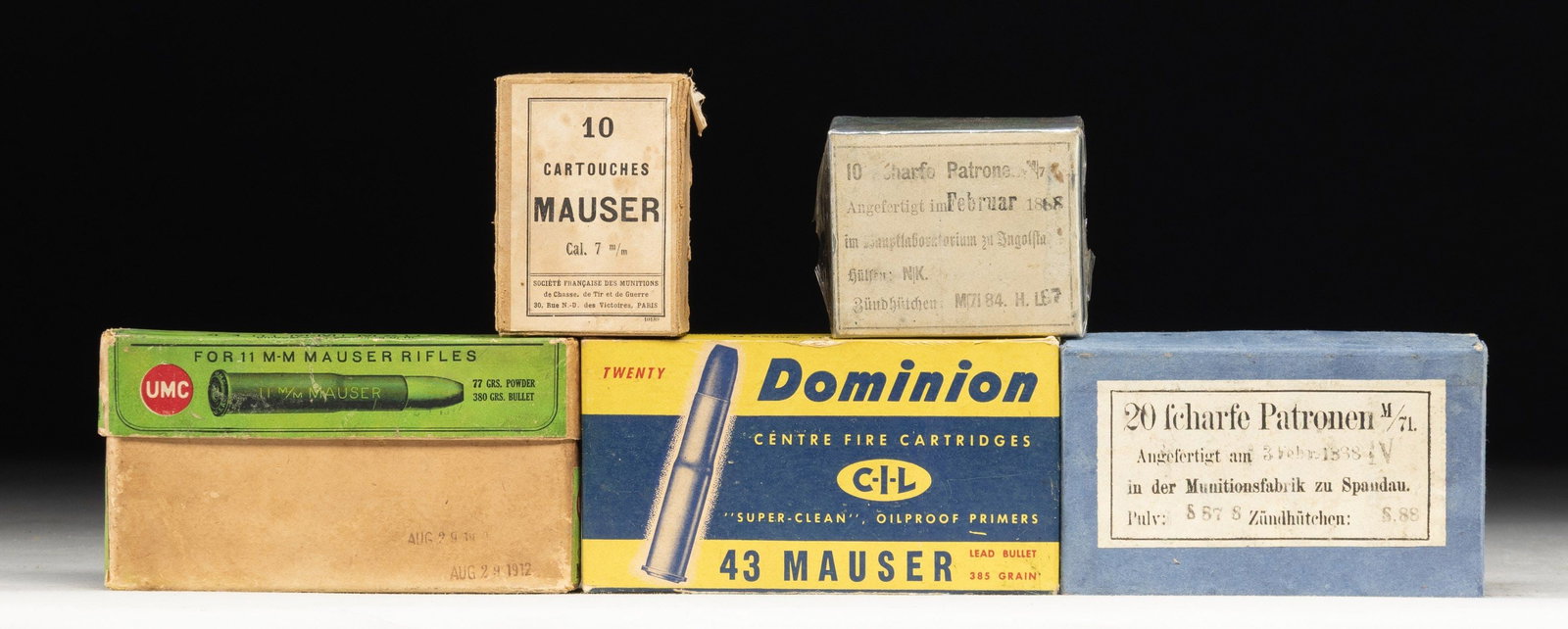 LOT OF ASSORTED VINTAGE MAUSER AMMUNITION. (1 of 1)