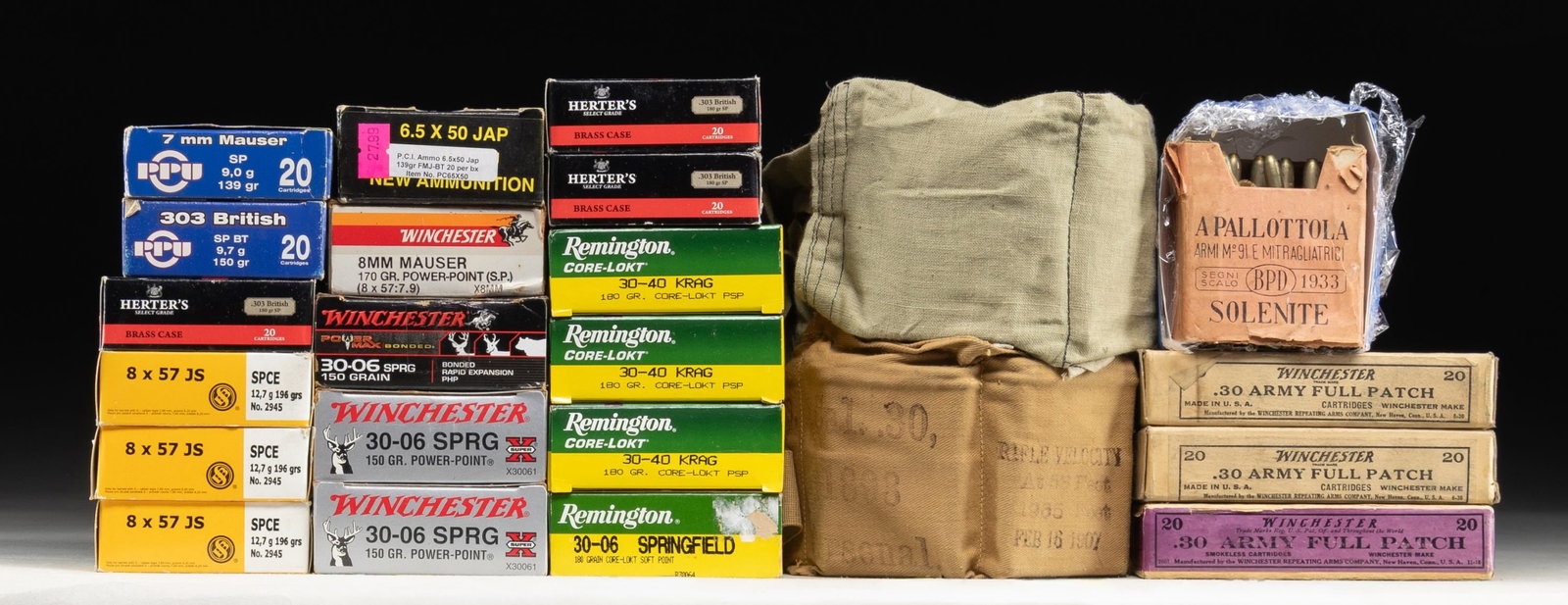 LOT OF ASSORTED MILITARY RIFLE CALIBER AMMUNITION. (1 of 1)