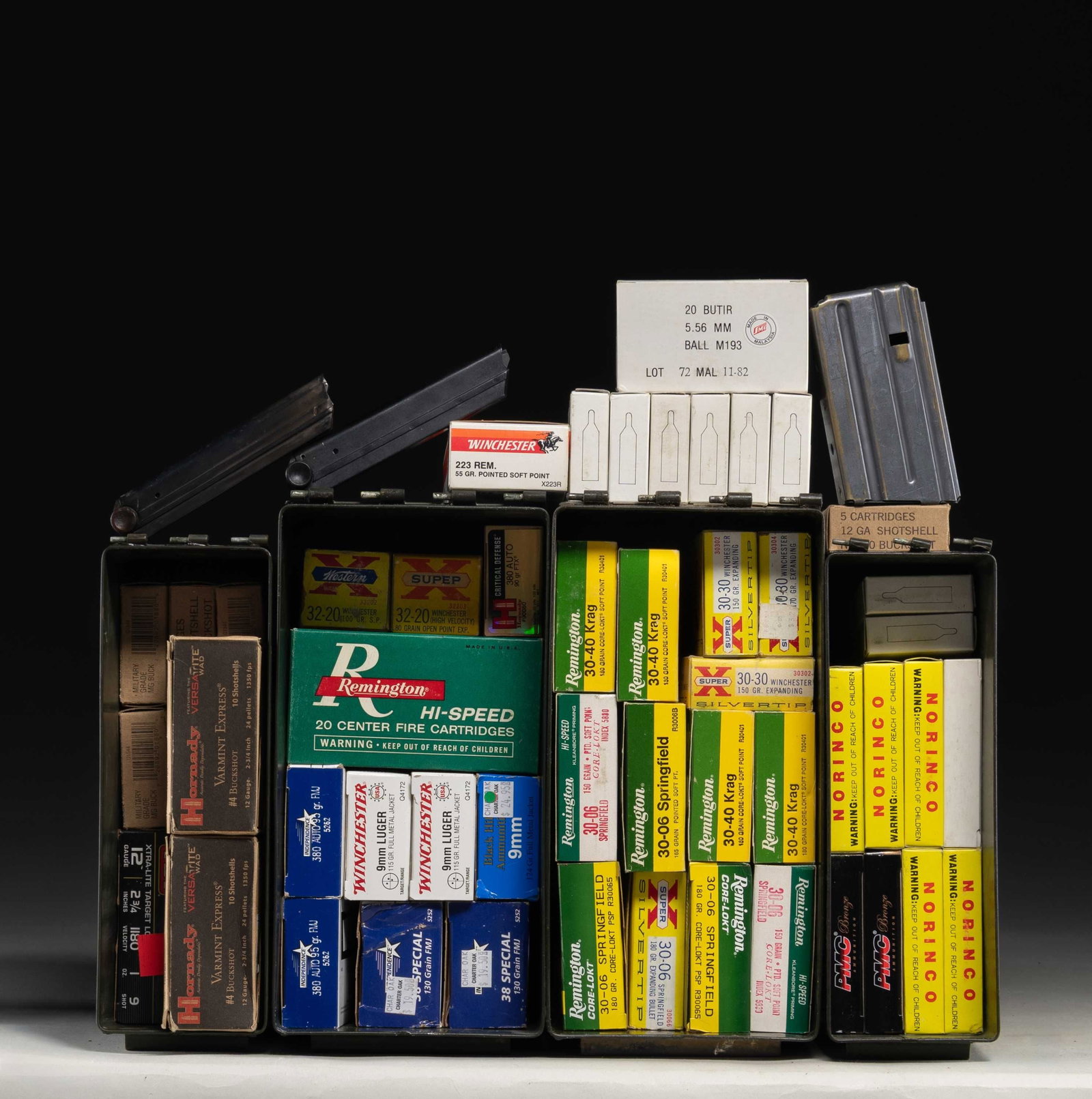 LOT OF ASSORTED COMMERCIAL AMMUNITION.: Lot of assorted commercial ammunition, including: 1) x2 50-rd. boxes (100-rds. total) of Independence .380 ACP, 95 grain, FMJ ammunition. 2) x1 25-rd. box of Hornady Critical Defense .380 ACP, 90