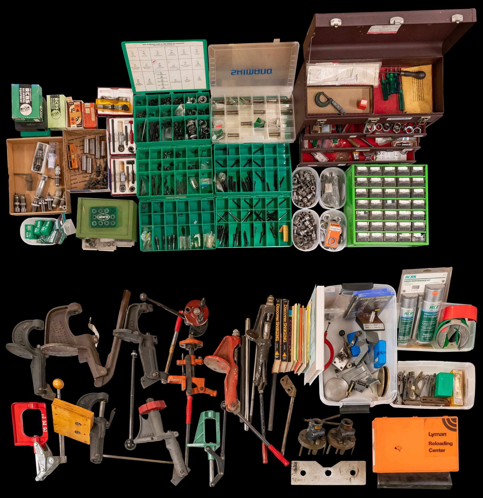 VERY LARGE LOT OF RELOADING PRESSES, DIES, & (1 of 3)