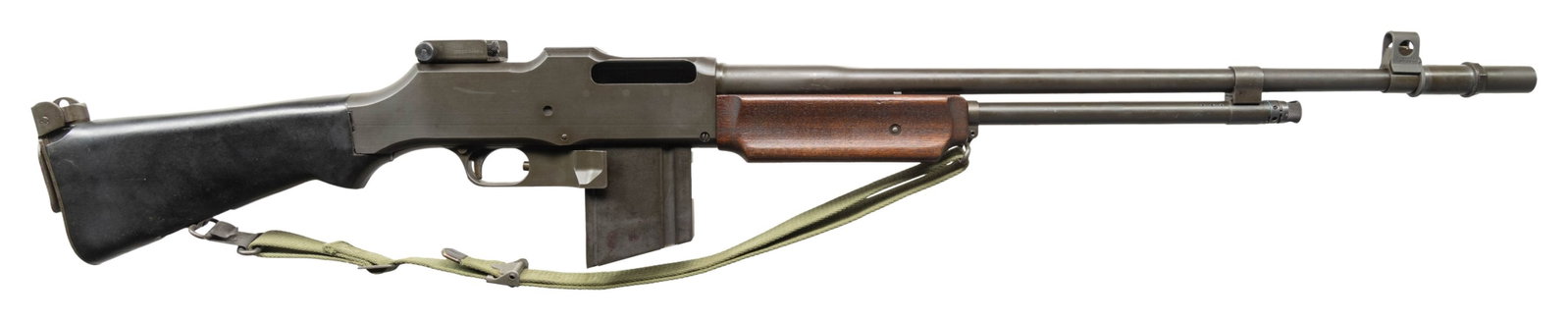 FULLY TRANSFERABLE ROYAL TYPEWRITER MODEL 1918A2: KOREAN WAR ERA BROWNING AUTOMATIC RIFLE. Cal. 30-06. S# IRS1014. Bbl. 27" over flash hider. An extremely rare fully transferable Royal Typewriter Co. manufactured BAR as pictured on page 214 of "Rock 