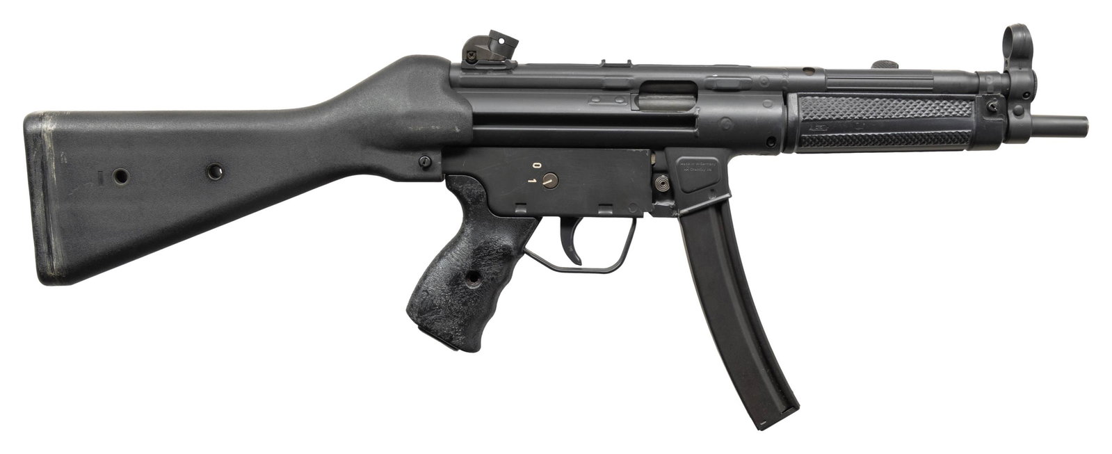 FULLY TRANSFERABLE H&K/HARD TIMES ARMORY HK94: SUBMACHINE GUN. Cal. 9mm. S# 3805. Bbl. 8 7/8". Standard H&K MP5 sights. HK94 converted to select fire by Hard Times Armory. This example lacks some of the MP5 features like a paddle mag release or tr