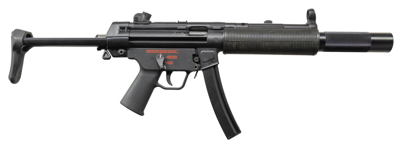 FULLY TRANSFERABLE FLEMING/S&H MP5SD SUBMACHINE: GUN.Cal. 9mm. S# H1638 (Sear), 4034S (Suppressor) & 8964 (Host gun). Bbl. 5 3/4". Standard MP5 sights. Gun appears to be an H&K 94 professionally converted to resemble the legendary integrally