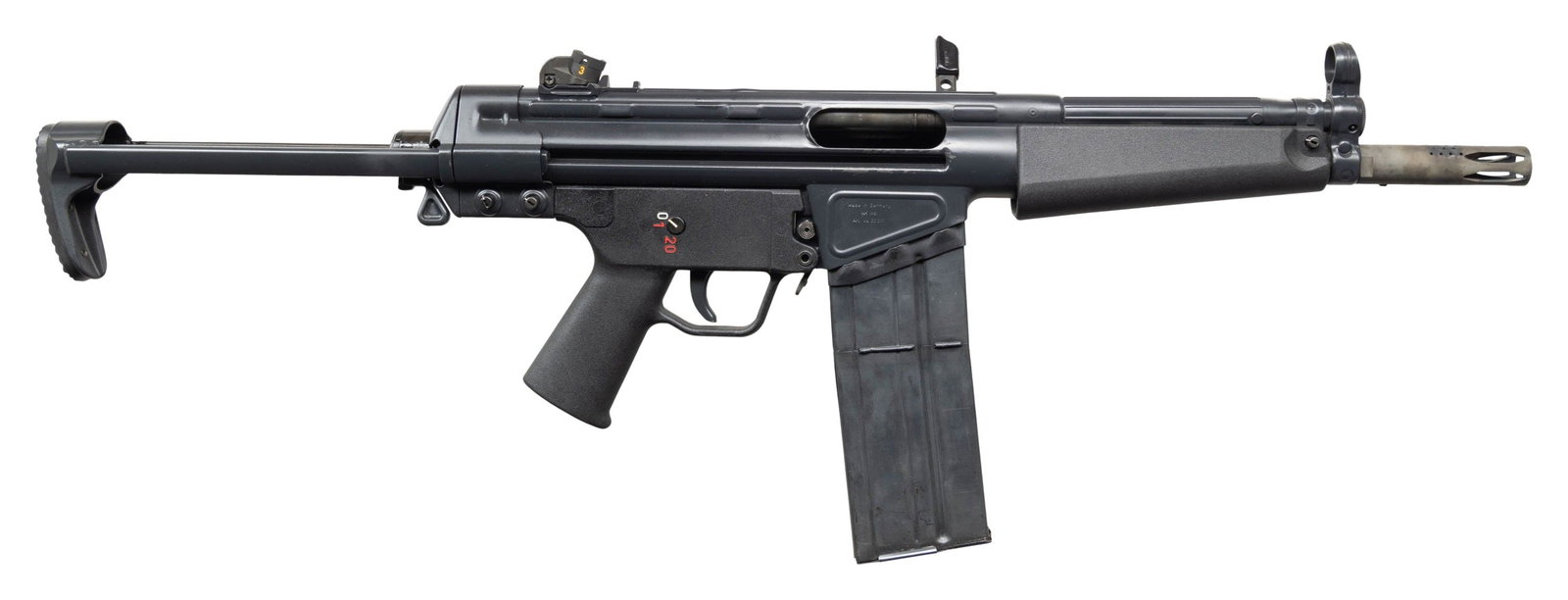 FULLY TRANSFERABLE FLEMING FIREARMS REGISTERED: RECEIVER HK-51 A3 MACHINE GUN. Cal. 308. S# A047787. Bbl. 8.9". The HK-51 is the fire-breathing, decibel-increasing, earth-shaking older brother that the MP5 never wanted in the first place. At first