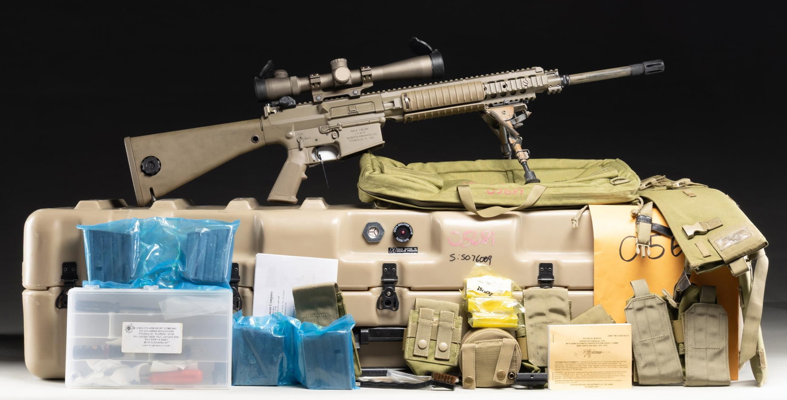 VERY RARE & DESIRABLE AIR FORCE ISSUED M110 KAC: SEMI AUTO SNIPER RIFLE. Cal. 7.62x51. S# 05681. Bbl. 20" with flash hider. Actual military issued examples of the M110 are very rarely offered on the public market & this rifle represents a great