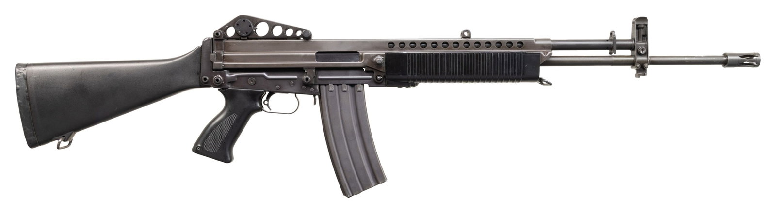 EXTREMELY RARE, FULLY TRANSFERABLE MARINE CORPS: CADILLAC GAGE STONER 63 MACHINE GUN. Cal. .223. S# 001461 Bbl. 20". Mfg 1963-1966. An incredibly rare & collectable piece of US military designed by former Marine Infantryman, Eugene Stoner, who