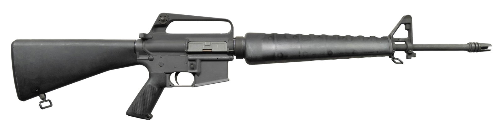 FULLY TRANSFERABLE AS NEW IN BOX, CURIO EARLY COLT: AR-15 MODEL 614. Cal. 5.56mm. S# 0403942. Bbl. 20". Mfg.1966-1973. Finding an original Colt Model 614 select fire rifle is a treasure. Finding one that is still as new in the original box is all but