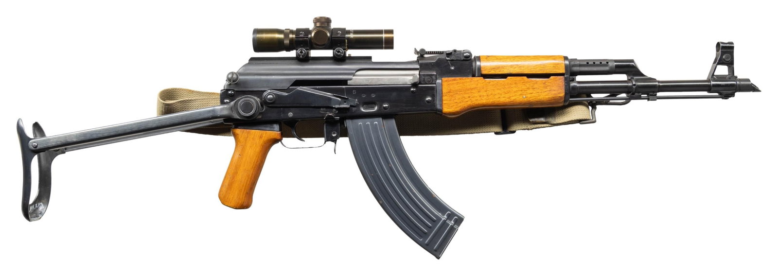 FULLY TRANSFERABLE FLEMING CONVERTED CHINESE: AKM-47S UNDERFOLDER WITH BAYONET. Cal. 7.62x39mm. S# M8502796. Bbl. 16". A classic AKM-47S under folder carbine as originally imported by Sile of NY. NY., converted to select fire by Fleming Firearms.