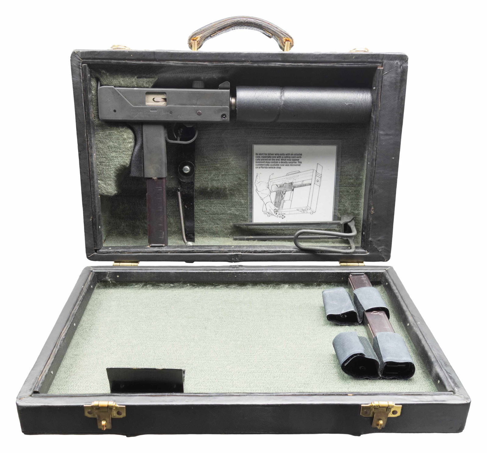FULLY TRANSFERABLE RPB MAC-11 SUBMACHINE GUN.: Cal. 380. S# A22. Bbl. 5". Blade front sight with protective ears. Fixed aperture rear sight. Scaled down MAC-10 SMG made by RPB Industries. Right side of receiver has Military Arm Corp markings with
