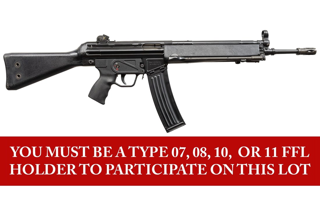 POST 86 DEALER SAMPLE HK MODEL 33E.: ***BIDDERS INTERESTED IN THIS LOT MUST CURRENTLY HOLD A TYPE 07, 08, 10, OR 11 FFL.*** Cal. 5.56mm. S# 74-025740. Bbl 18" over flash hider. standard configuration with hooded front sight, drum