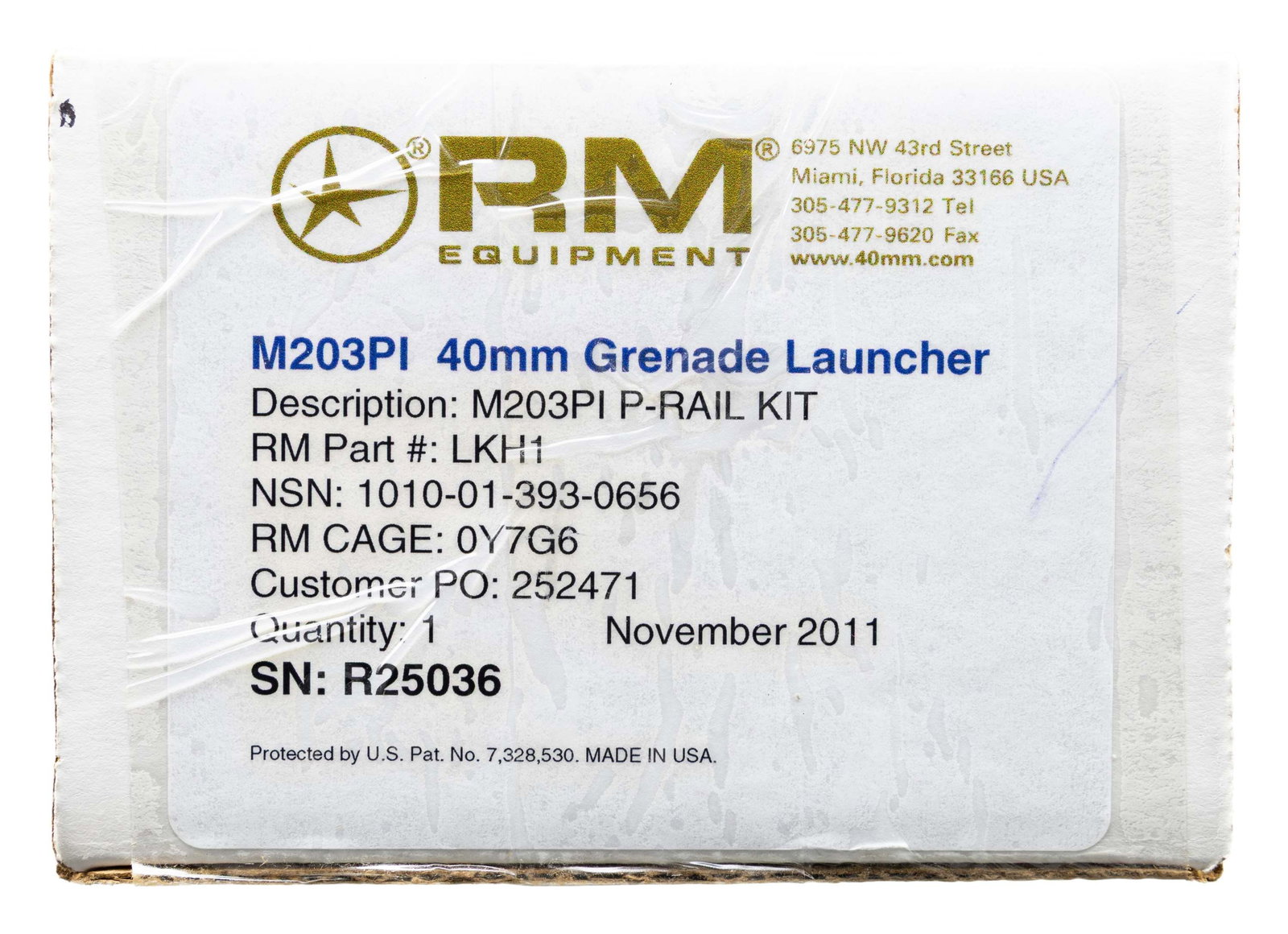 AS NEW RM EQUIPMENT M-203 PI 40MM GRENADE LAUNCHER: Cal 40mm. S#R25036. RM Equipment was founded in the early 1970s and specializes in the M-203 PI (Product Improved) Grenade Launcher. While the M-203 is well known and widely used, the M-203PI offers