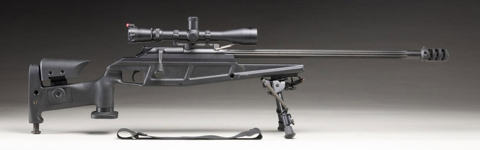 SIG/BLASER R93 LRS2 BOLT ACTION RIFLE.: Cal. 308. S# BL-00607. Bbl. 25" fluted with muzzle brake. Rifle is sighted with a Leupold Vari X-III 3.5-10x scope. Scope has mil dot crosshair reticle, rear flip up cover & very good optics. German m
