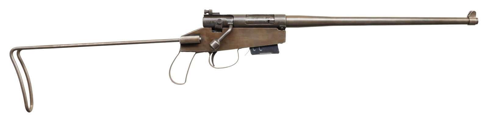 ASI REGISTERED HARRINGTON & RICHARDSON M4 BOLT: ACTION SHORT BARRELED SURVIVAL RIFLE. Cal. 22 LR. S# 23288. Bbl. 14". Developed after WWII, the M4 Survival rifle was based off of H&R's M265 bolt action rifle, and was issued to pilots and aircrews i
