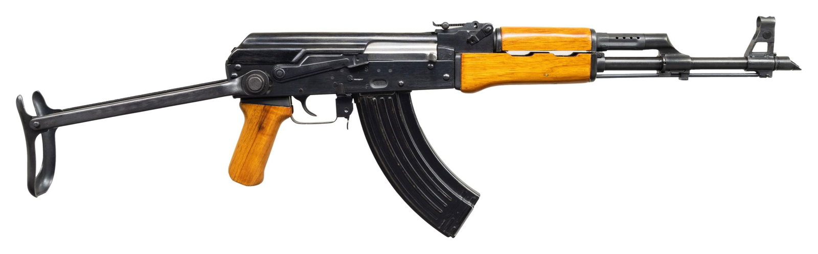 PRE BAN NORINCO TYPE 56S-1 SEMI AUTO RIFLE.: Cal. 7.62x39. S# 612554. Bbl. 16 1/2' with slant muzzle brake. Post front sight with hood. Tangent rear sight graduated to 800m. Matching numbers on receiver, top cover, bolt, recoil spring & bolt