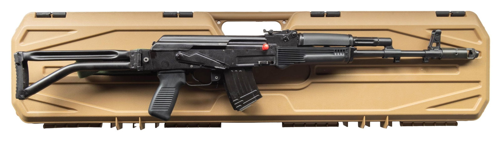 BULGARIAN ARSENAL SAM7F CARBINE WITH FOLDING STOCK: Cal. 7.62x39. S# BE530892. Bbl. 16". One of the highest regarded AK designs to ever visit the commercial United States market is the Bulgarian Arsenal from Las Vegas, NV. The amount of manufacturing
