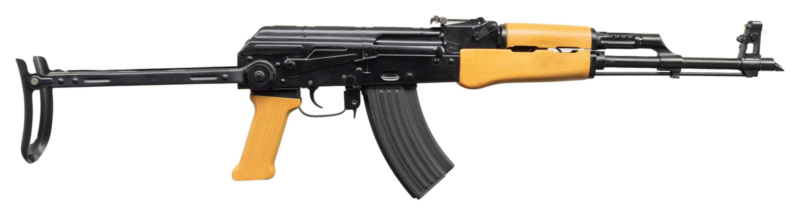DESIRABLE KASSNAR IMPORTED SA85M SEMI AUTO RIFLE.: Cal. 7.62x39. S# SLO3278. Bbl. 16 1/2" with slant muzzle brake. Standard AKM style sights with flip up night sights. Desirable pre-ban Hungarian AKM style rifle imported by Kassnar. Black enamel
