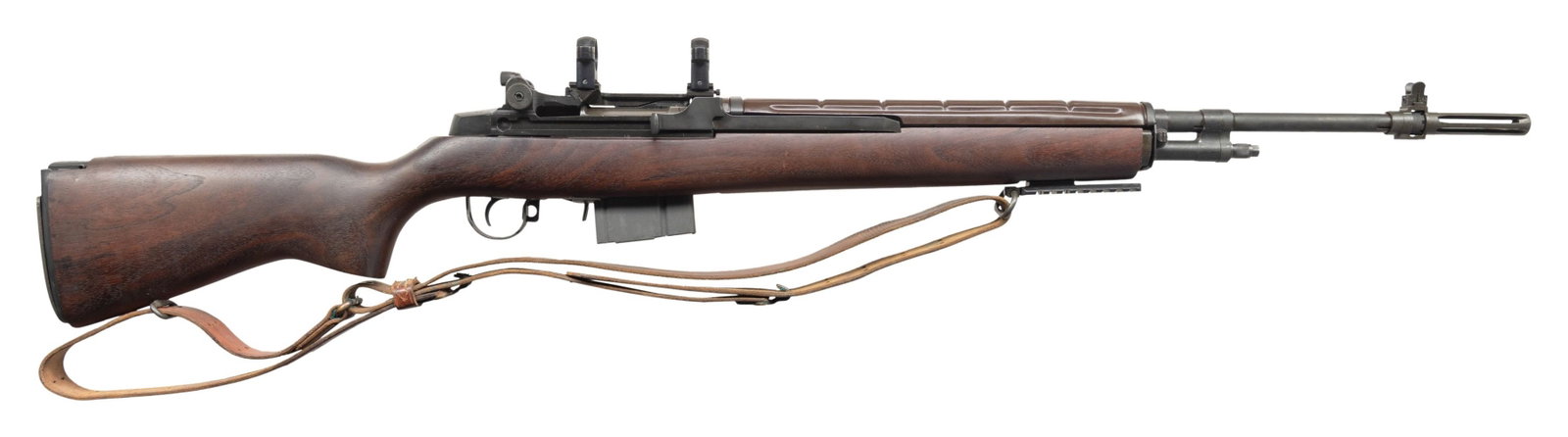 SPRINGFIELD ARMORY M1A SUPERMATCH SEMI-AUTO RIFLE.: Cal. 308. S# 116100. Bbl length is 25" including flash suppressor. T105E1 rear sight with National Match adjustable aperture. Blade front sight with protective ears is marked "NM062". Gas cylinder shu