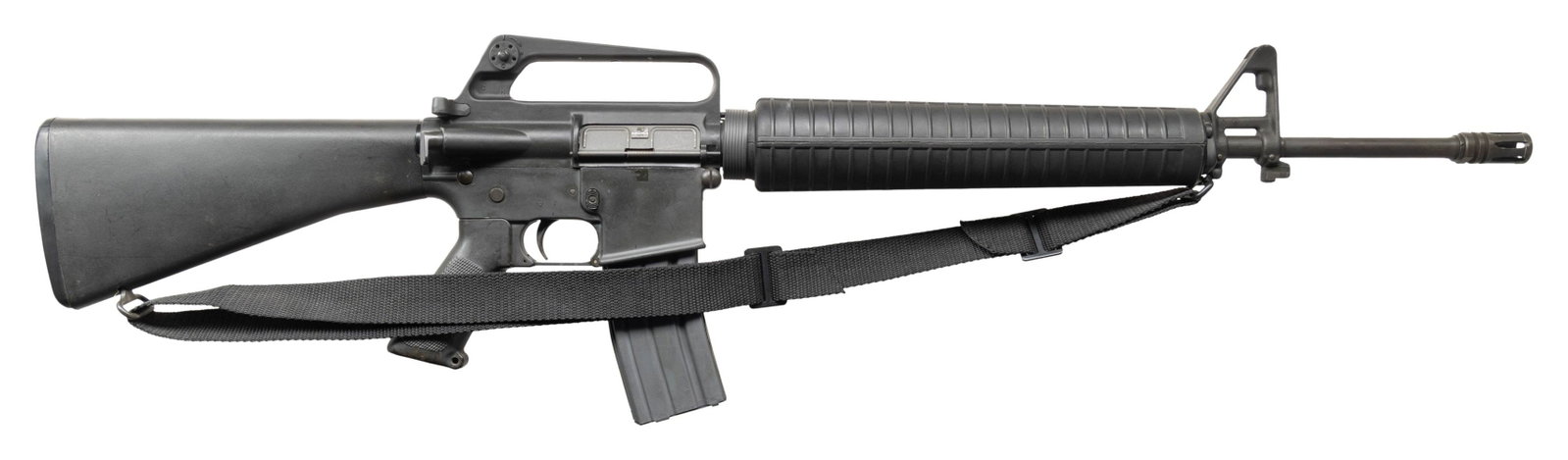 ORIGINAL COLT AR-15 MODEL SP1 SEMI AUTOMATIC: RIFLE. Cal. 223. S# SP165172. Bbl. 20". Threaded pencil barrel terminated w/ A1 flash hider. Barrel marked " C MP CHROME BORE". Protected post front sight / gas block / bayonet lug. circular, A2 style