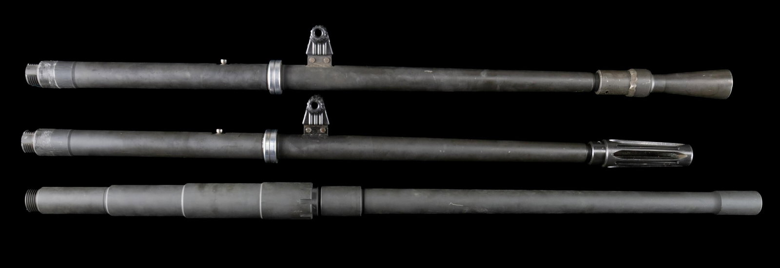 LOT OF 3 BROWNING M2 .50 BMG MACHINE GUN BARRELS.: Lot consists of 3 Browning M2 .50 BMG machine gun barrels, including: 1) Stellite lined M2HB bbl. mfg. by General Dynamics Ordnance. Side of bbl. is marked with cage code "26978" (General Dynamics), f