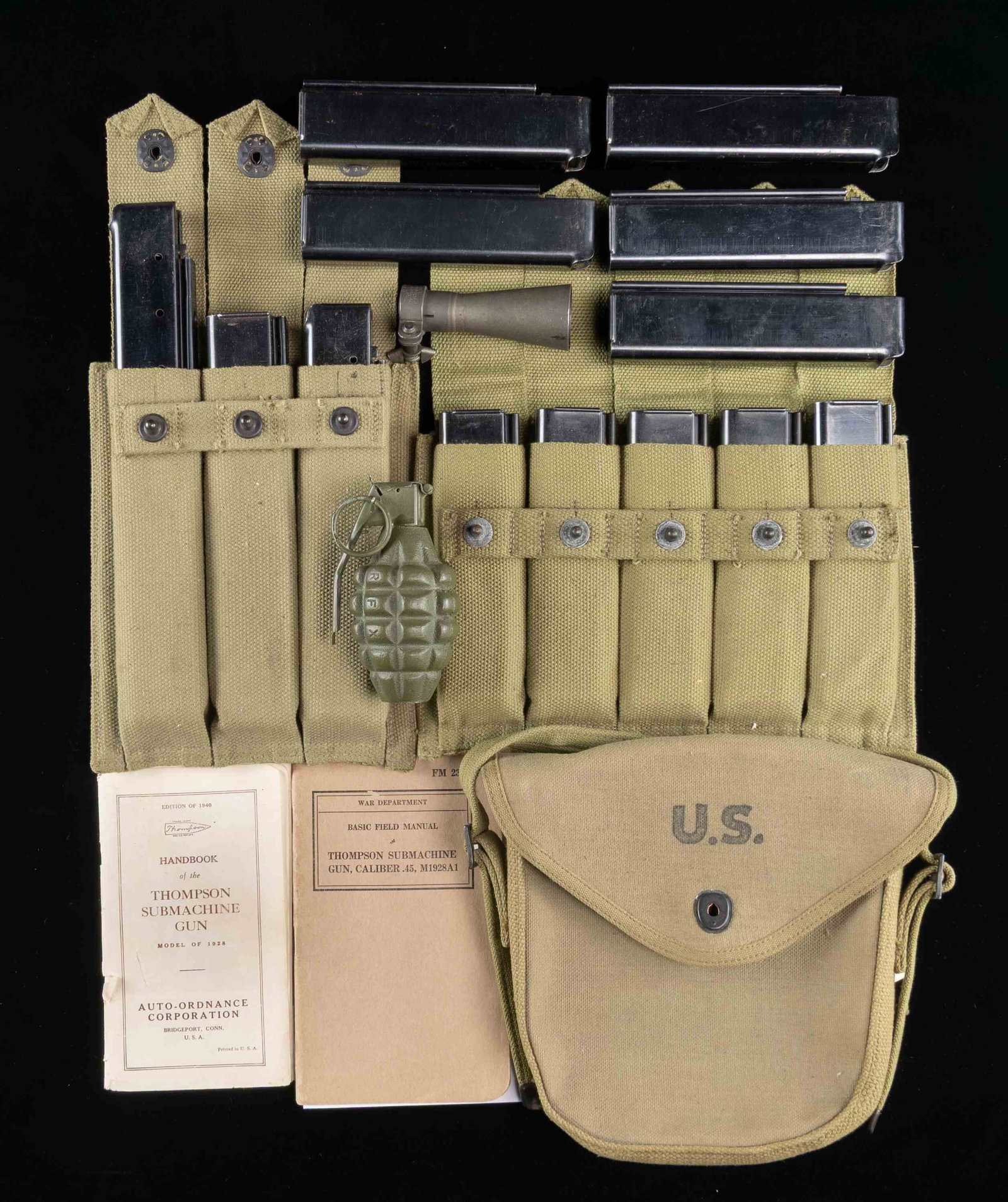 LOT OF THOMPSON SMG MAGS & OTHER ACCESSORIES. (1 of 2)