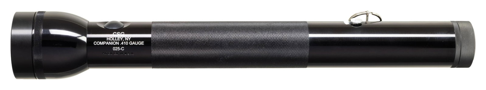 FAUCI CSG COMPANION AOW 410.: Cal. 410. S# 025C. Bbl 3". This interesting concealed shotgun is manufactured to resemble a 15" Mag lite style flashlight. UNATTACHED ACCESSORIES: matching numbered white cardboard box. CONDITION: all