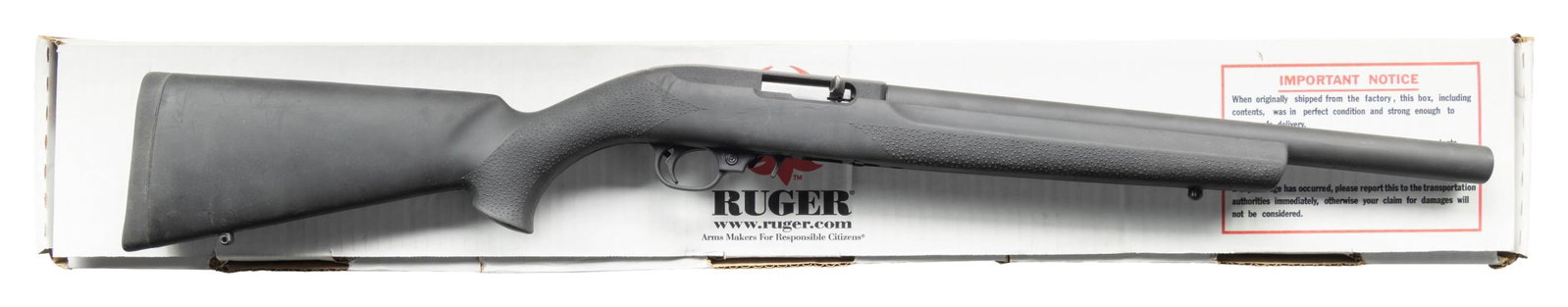 NEW, RUGER 10/22 SEMI-AUTOMATIC RIFLE WITH: INTEGRAL AWC ULTRA 2 SILENCER & ACCESSORIES. Cal. 22 (22 LR). S# 824-78438 (receiver) 121062 (silencer). Bbl. 16 1/4". Model 10/22 semi-automatic rifle mfg. Ruger and subsequently fitted with an integ