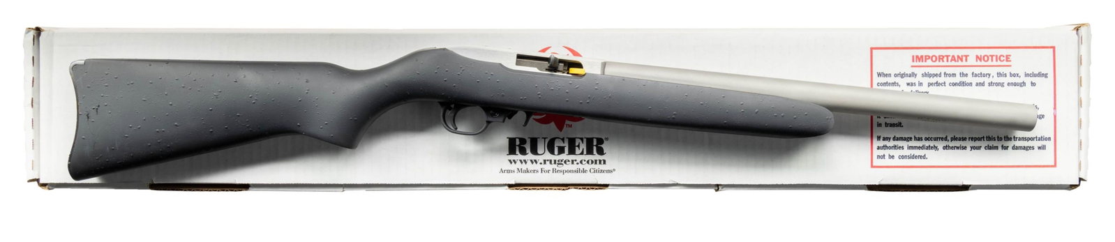 NEW, RUGER 10/22 SEMI-AUTOMATIC RIFLE WITH: INTEGRAL AWC SILENCER & ACCESSORIES. Cal. 22 (22 LR). S# 822-52157 (receiver) 121032 (silencer). Bbl. 6 1/4". Model 10/22 semi-automatic rifle mfg. by Ruger and subsequently fitted with an integral AW