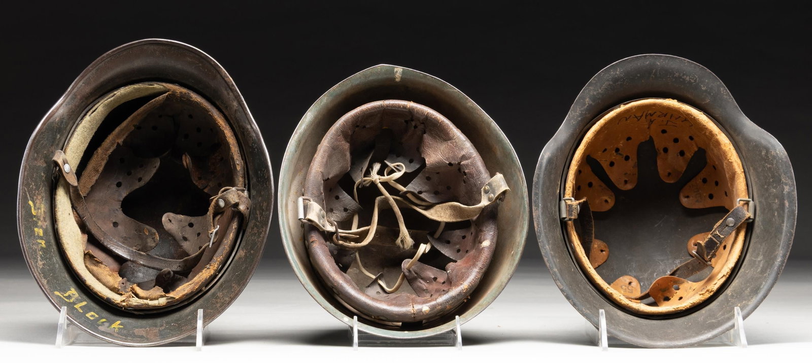 3 WWII AXIS HELMETS. - 4