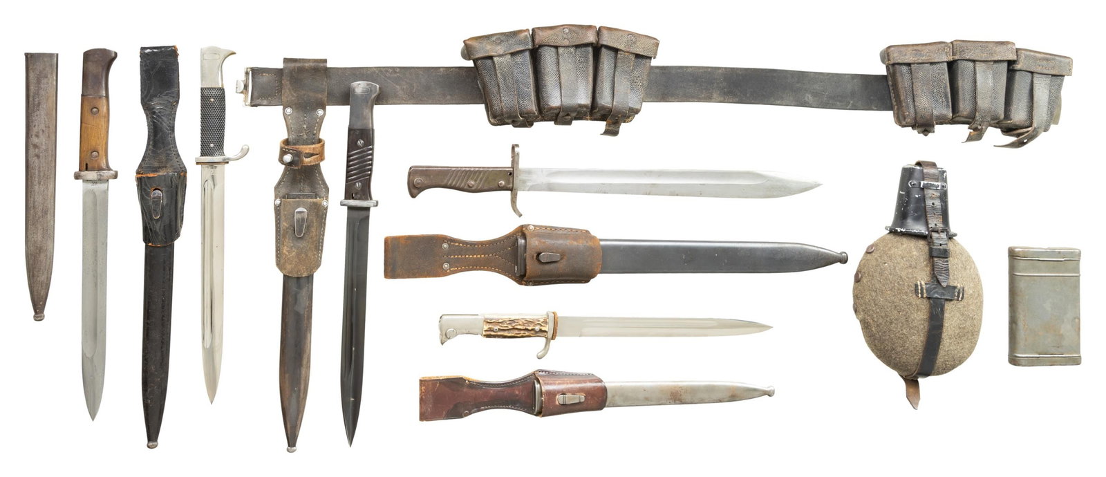 WWII GERMAN BAYONETS, CANTEEN, BELT AND MORE. (1 of 2)