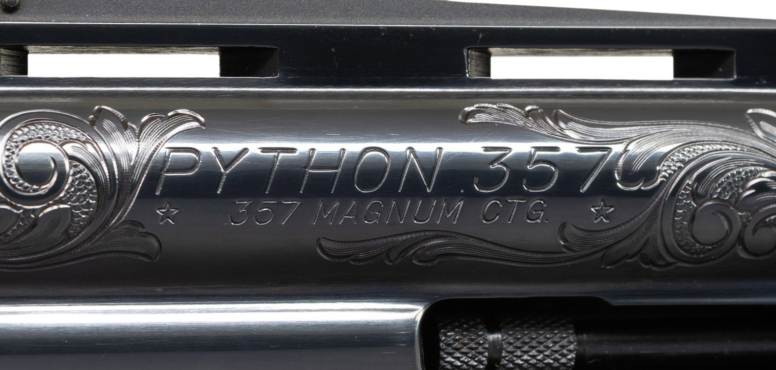 CASED FACTORY "C" ENGRAVED 4" COLT PYTHON DA - 3