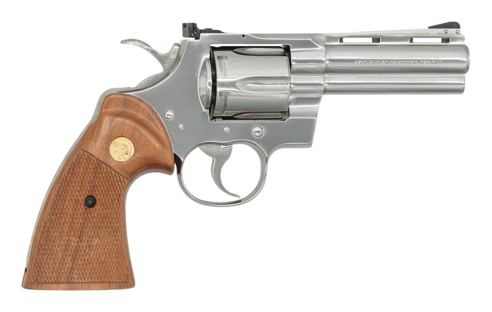 4" NICKEL COLT PYTHON DOUBLE ACTION REVOLVER. - 2