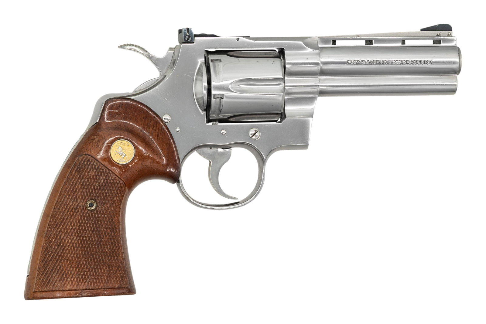 4" NICKEL COLT PYTHON DOUBLE ACTION REVOLVER. - 2