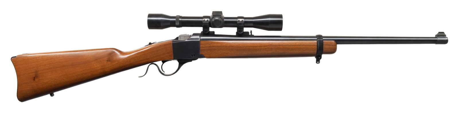 RUGER BICENTENNIAL 30-40 KRAG No. 3 FALLING BLOCK: CARBINE. Cal. 30-40 Krag. S# 130-57858. Bbl. 22" with banded brass bead front sight and folding leaf rear. Mfg. 1976 (1973-1987) as Model No. 3A in scarce caliber offering. Barrel marked "MADE IN THE 