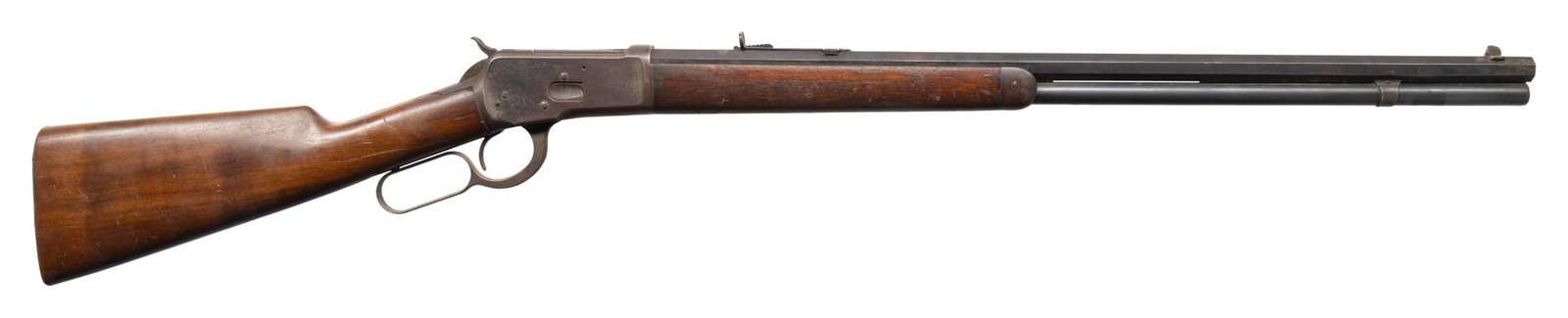 WINCHESTER 1892 LEVER ACTION RIFLE.: Cal. 44 WCF. S# 415009. Mfg. 1908. The rifle is fitted with a 24" octagon bbl with late style bbl address "MANUFACTURED BY THE WINCHESTER REPEATING ARMS CO / NEW HAVEN, CONN. U.S.A. PATENTED OCTOBER 1