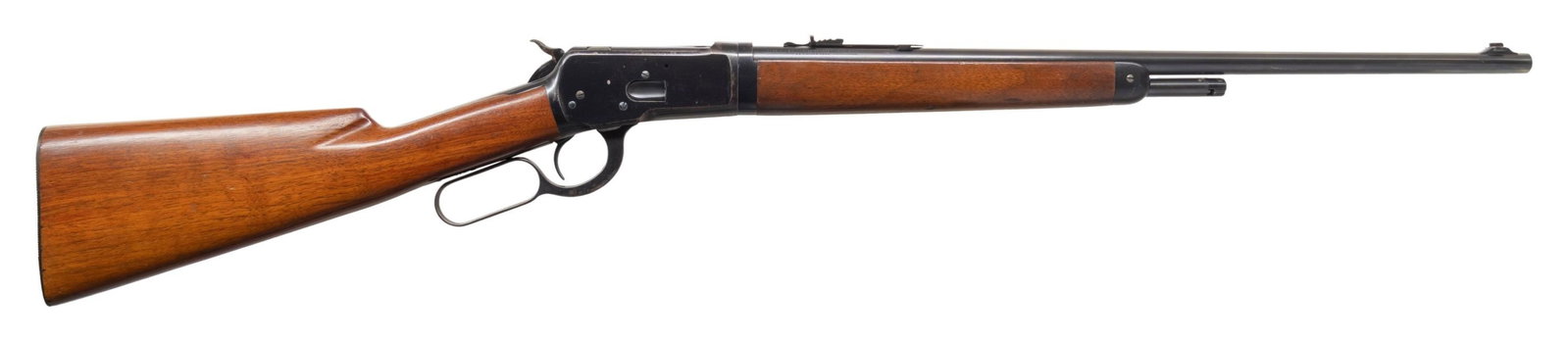 WINCHESTER MODEL 53 TAKEDOWN LEVER ACTION RIFLE.: Cal. 25-20. S# 3153. Mfg. 1925. Bbl. 22" Light weight with elevator adjustable sporting rear sight and integral ramp mounted Lyman brass bead sporting sight. Introduced by Winchester in 1924 as an