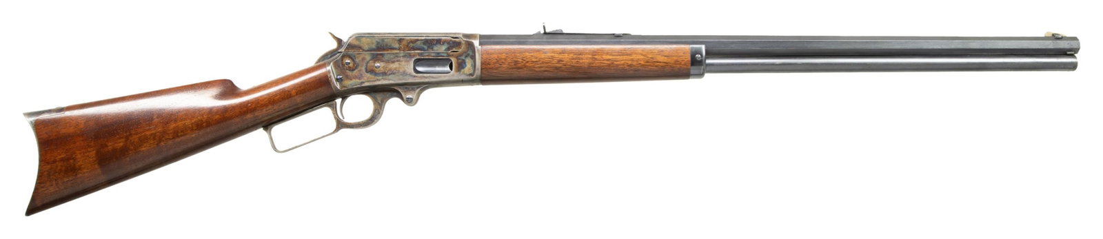 REMARKABLE MARLIN FIRE-ARMS CO. 1895 LEVER ACTION: RIFLE. Cal. 40-65. S# 171580. Mfg. 1898. Oct. Special Smokeless Steel 26" barrel with full length mag. tube. German silver blade front sight & elevator rear sight. Case hardened receiver marked "MARLI