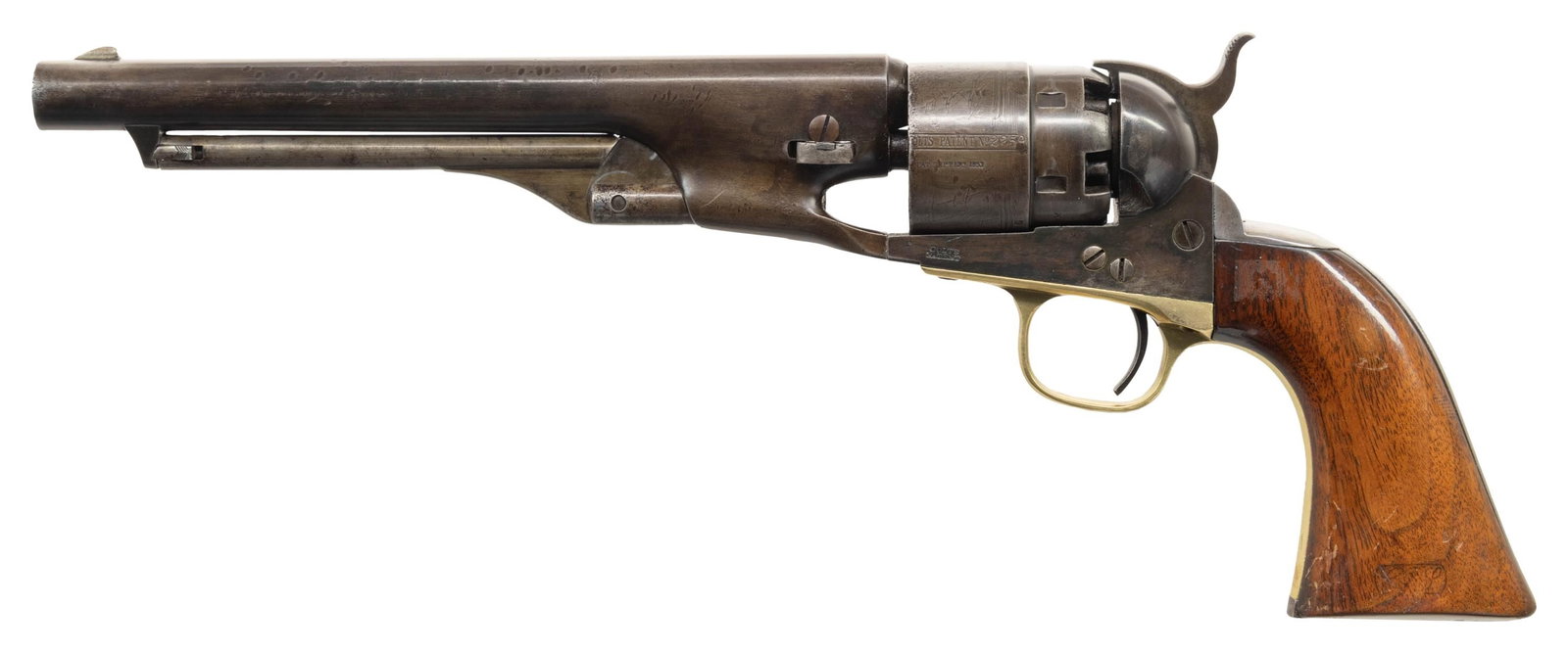 MARTIALLY MARKED CIVIL WAR COLT 1860 ARMY: PERCUSSION REVOLVER. Cal. 44. S# 62259. Mfg. 1862. A total of approx 200,000 1860 Army revolvers were produced from 1860-73. It is fitted with an 8" bbl with German blade front sight and 1-line New Yo