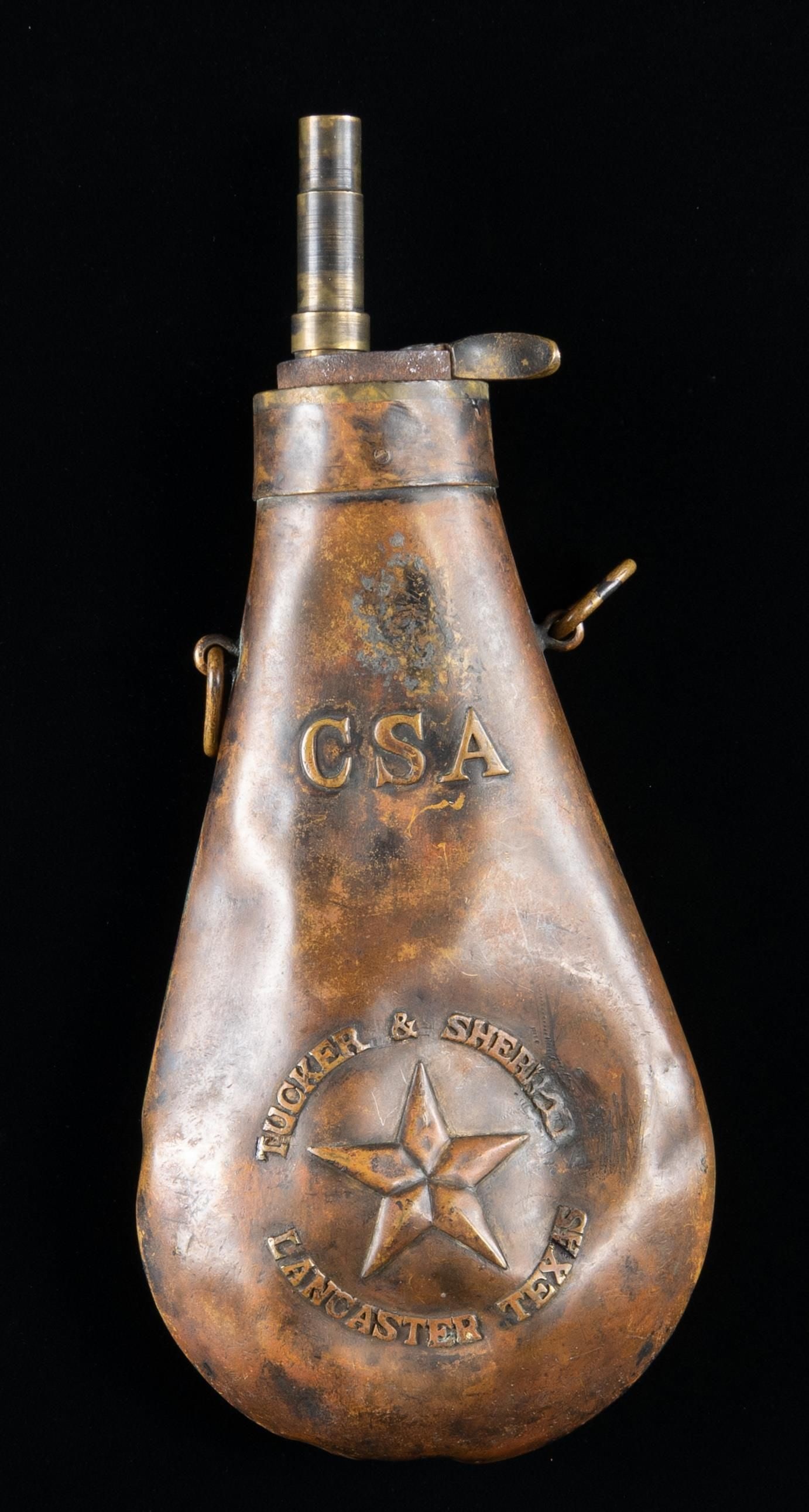 "TUCKER & SHERROD LANCASTER TEXAS" BRASS POWDER (1 of 5)