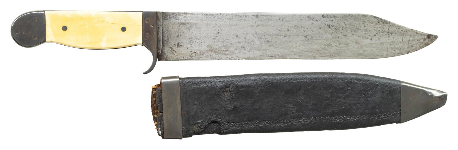 UNIQUE AMERICAN SILVER MOUNTED BOWIE & SHEATH. (1 of 7)