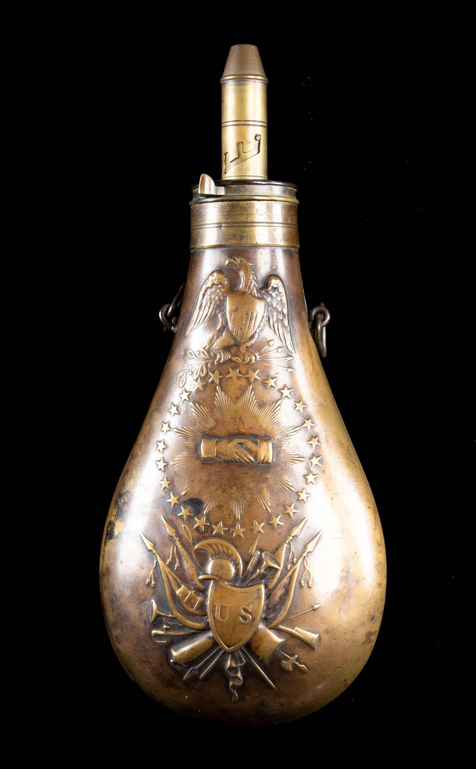 AMES 1837 DATED RIFLE FLASK. - 2