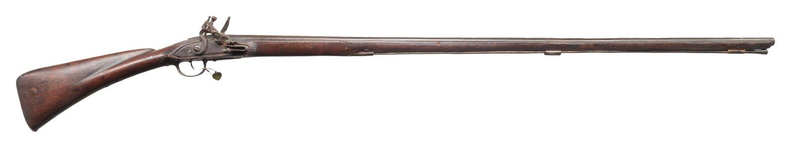 RARE EARLY FRENCH & INDIAN WAR ERA CARVED INDIAN: TRADE MUSKET, CIRCA 1745. Cal. 60. NSN. This is about as early a trade gun as you will find, lock signed "Lejay Duclos / St Etienne", active 1720s-1740s, octagonal to round 43.75" barrel. Rarely seen 
