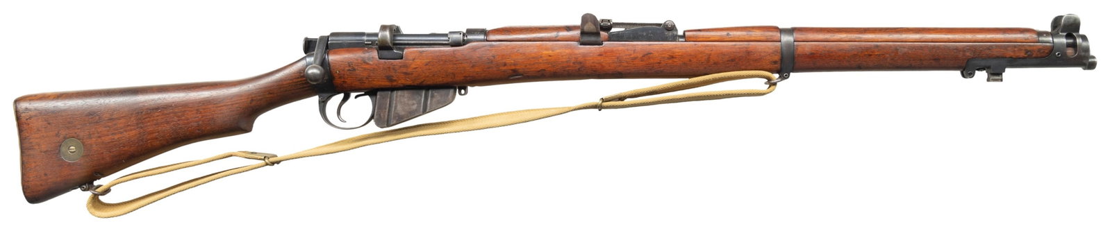 AUSTRIAN MARKED BSA MKIII* SMLE BOLT ACTION RIFLE.: Cal. 303 Brit. S# B65701. Bbl. 25 1/2". Standard SMLE sights. All visible matching numbers with rear sight being lined-out matching. Top rear of bbl. has post-WW2 Austrian Gendarmerie marking. Right